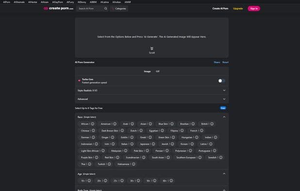CreatePorn.com screenshot 2