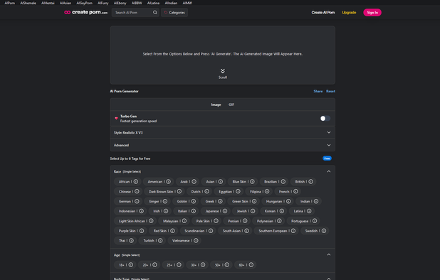 CreatePorn.com screenshot 2